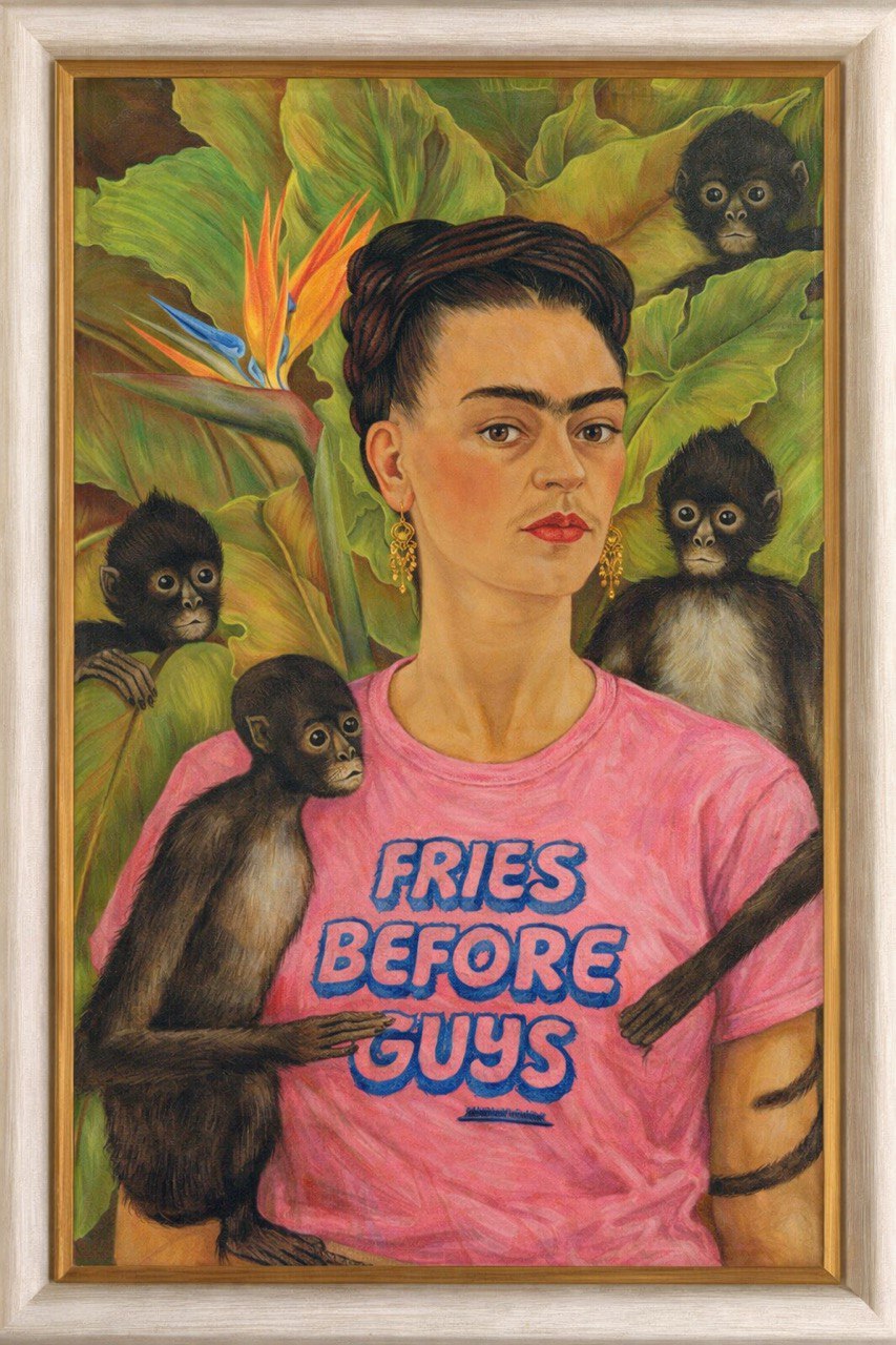 Frida Kahlo wearing FRIES BEFORE GUYS